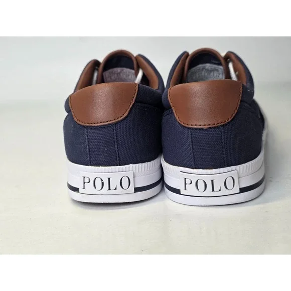 POLO Ralph Lauren Vaughn Men's Shoes Size 5 EU 37 Navy Blue Canvas Boat Sneakers - Picture 8 of 12